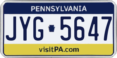 PA license plate JYG5647