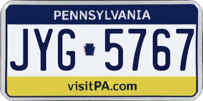 PA license plate JYG5767