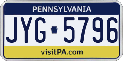PA license plate JYG5796