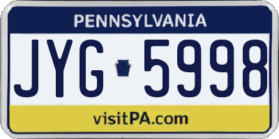 PA license plate JYG5998