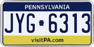 PA license plate JYG6313