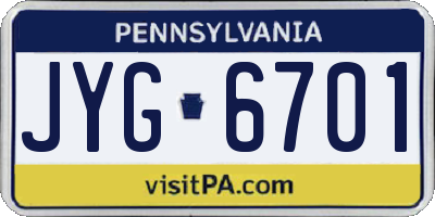 PA license plate JYG6701