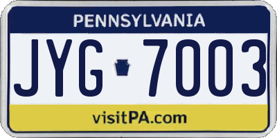 PA license plate JYG7003
