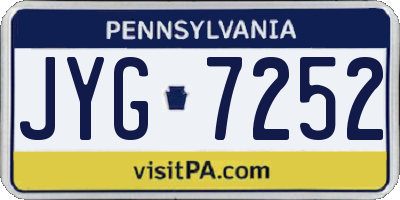 PA license plate JYG7252