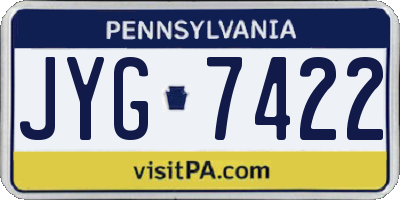 PA license plate JYG7422