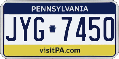 PA license plate JYG7450
