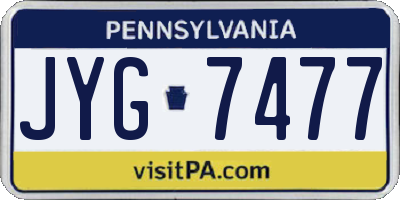 PA license plate JYG7477