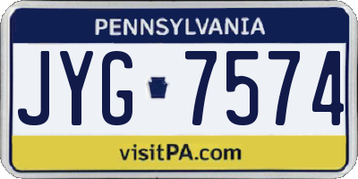 PA license plate JYG7574