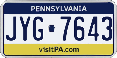 PA license plate JYG7643