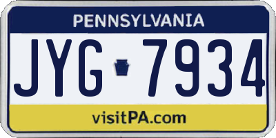 PA license plate JYG7934
