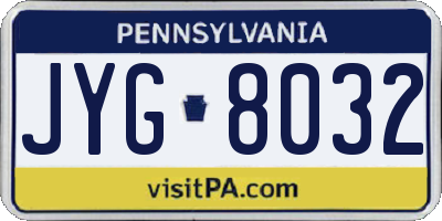 PA license plate JYG8032