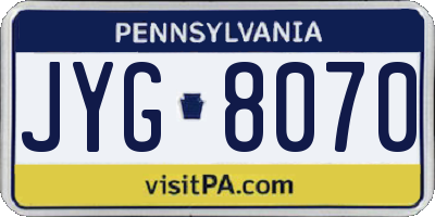 PA license plate JYG8070