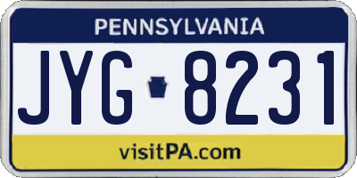 PA license plate JYG8231