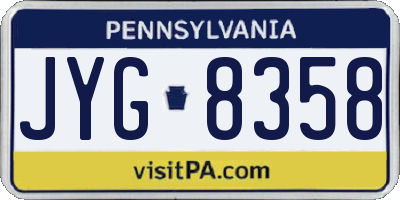 PA license plate JYG8358