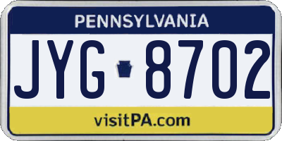 PA license plate JYG8702
