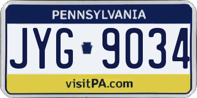 PA license plate JYG9034