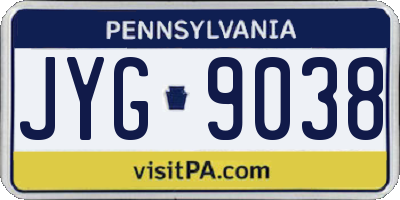 PA license plate JYG9038