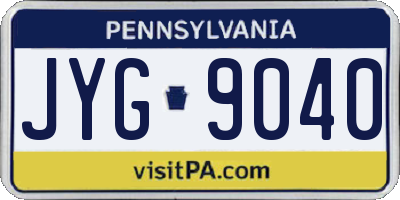 PA license plate JYG9040