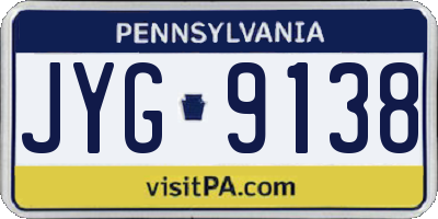 PA license plate JYG9138