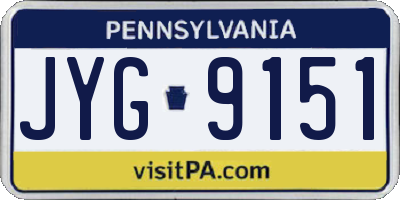 PA license plate JYG9151