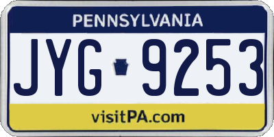 PA license plate JYG9253