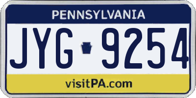 PA license plate JYG9254