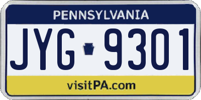 PA license plate JYG9301