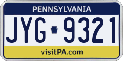 PA license plate JYG9321