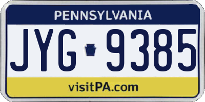 PA license plate JYG9385
