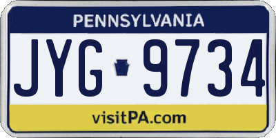 PA license plate JYG9734
