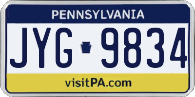 PA license plate JYG9834