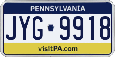 PA license plate JYG9918