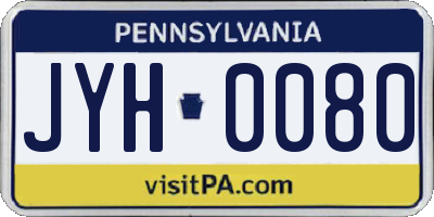 PA license plate JYH0080