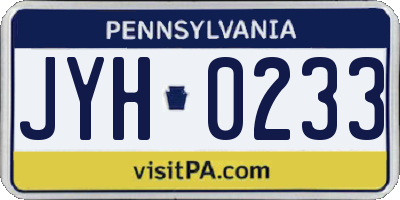 PA license plate JYH0233
