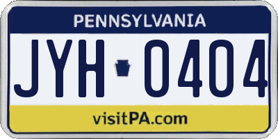 PA license plate JYH0404