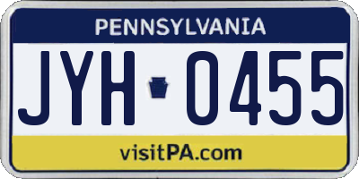 PA license plate JYH0455