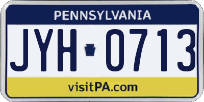 PA license plate JYH0713