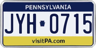PA license plate JYH0715