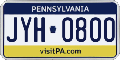 PA license plate JYH0800