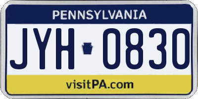 PA license plate JYH0830