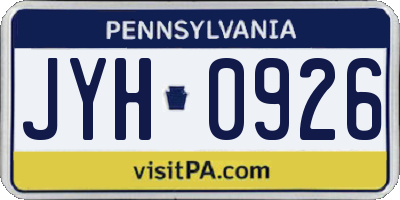 PA license plate JYH0926