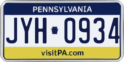 PA license plate JYH0934