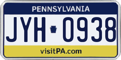 PA license plate JYH0938