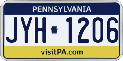 PA license plate JYH1206