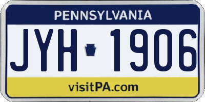 PA license plate JYH1906