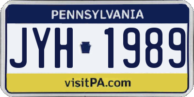 PA license plate JYH1989