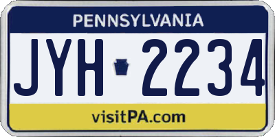 PA license plate JYH2234