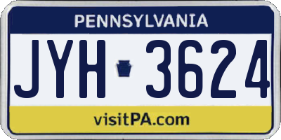 PA license plate JYH3624