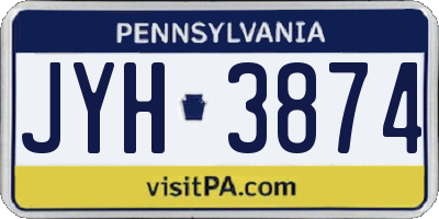PA license plate JYH3874