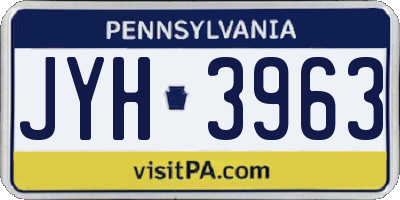 PA license plate JYH3963